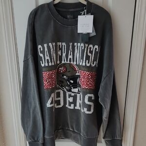 San Francisco 49ers Gameday Couture Oversized Sweater, size Large